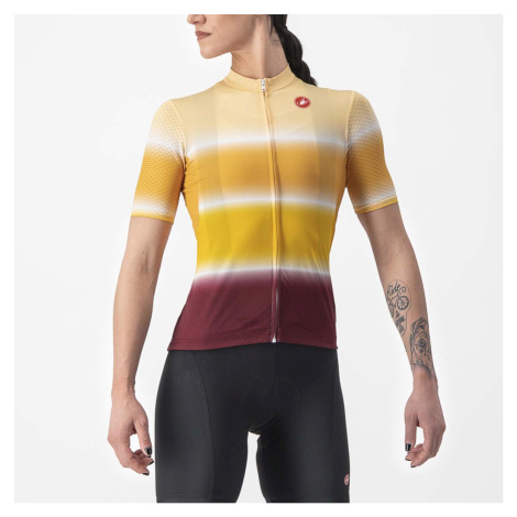 CASTELLI Cyklistický dres s krátkým rukávem - DOLCE LADY - žlutá/bordó