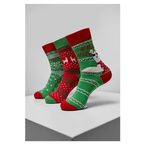 Vánoční ponožky Lama - 3-balení - vícebarevné Urban Classics