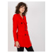 Dámský červený dvouřadý kabát s páskem --red Červená