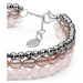 Gaura Pearls Trojitý náramek Florence - terahertz, perla, křemen, stříbro 925/1000 234-110B Růžo