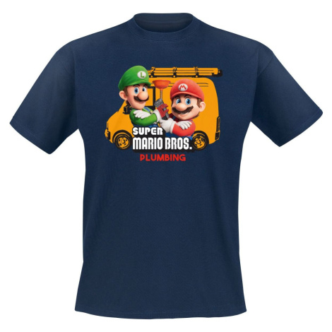 Super Mario Mario Brothers Plumbing Tričko modrá