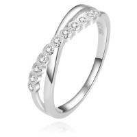 Beneto Blýštivý stříbrný prsten se zirkony AGG433