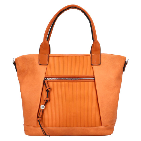 Koženková dámská kabelka se svislými proužky Nancy, oranžová Maria C.