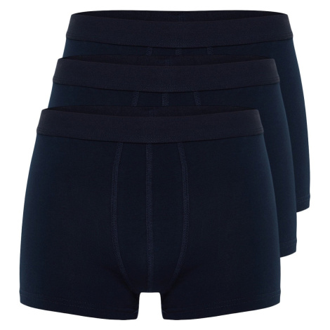 Trendyol Navy Blue Pánské 3 Balení Základní Hladké Bavlněné Boxerky