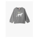 Koton Cat Printed Sweatshirt with Applique Detail, Long Sleeves, Crew Neck.