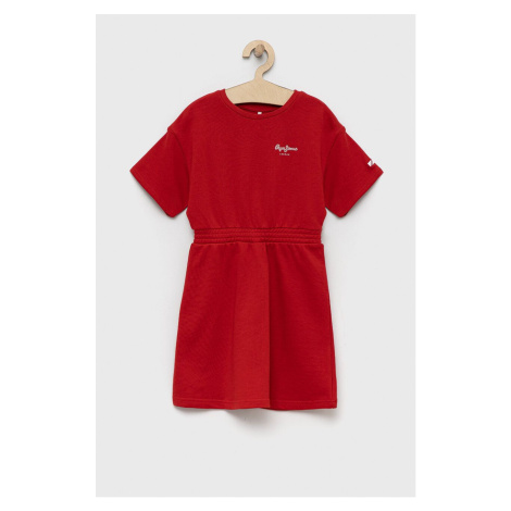 Dětské bavlněné šaty Pepe Jeans PJL GJ Non-denim červená barva, mini
