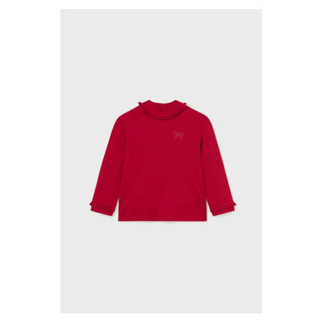Kojenecké tričko s dlouhým rukávem Mayoral červená barva, s pologolfem