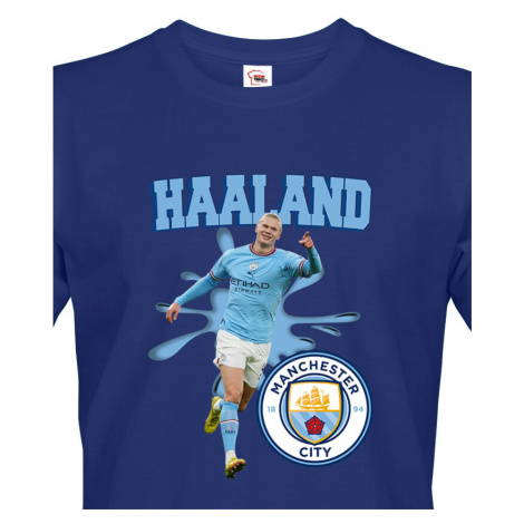Pánské tričko s potiskem Haaland - Manchester City -  pánské tričko pro milovníky fotbalu BezvaTriko