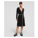 Šaty karl lagerfeld logo tape wrap knit dress černá