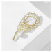 Éternelle Exkluzivní brož s perlou a zirkony Paví brko B7225-XC03879T007 Zlatá