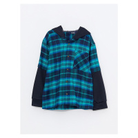 LC Waikiki Boys' Hooded Plaid Long Sleeve Gabardine Shirt