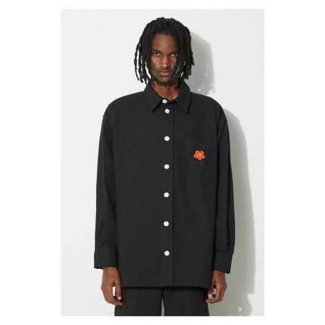 Bavlněná košile Kenzo Boke Crest Oversized Shirt černá barva, relaxed, s klasickým límcem, FD65C