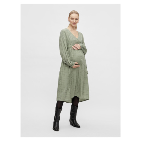 Tmavě zelené puntíkované zavinovací těhotenské šaty Mama.licious Cillie Mama Licious