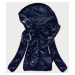 Tmavě modrá prošívaná bunda s kapucí (B9768)