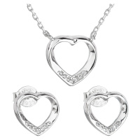 Evolution Group Sada šperků se zirkonem náušnice a náhrdelník bílé srdce 19019.1