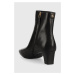 Kožené kotníkové boty Lauren Ralph Lauren Willa dámské, černá barva, na podpatku, 802912365001