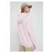 Mikina HUGO dámská, růžová barva, s kapucí, s aplikací