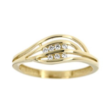 Zlatý dámský prsten s bílými kamínky 399 | Modio.cz
