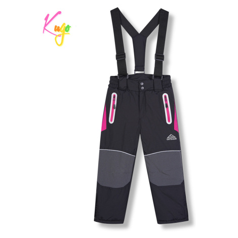 Dívčí lyžařské kalhoty KUGO DK8230, černá / růžové zipy Barva: Černá