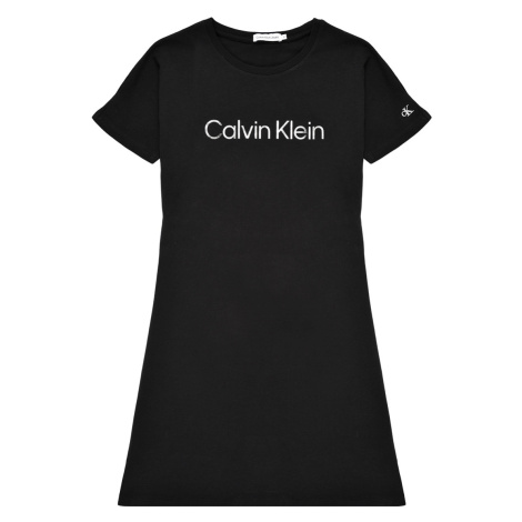 Calvin Klein Jeans INSTITUTIONAL SILVER LOGO T-SHIRT DRESS Černá