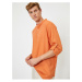 Koton Men's Orange Cotton Mandarin Collar Flannel Shirt