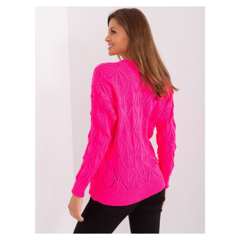 Fluo růžový pletený cardigan Fashionhunters