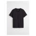H & M - Tričko's výstřihem do V Regular Fit - černá