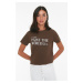 Trendyol Brown Printed Basic Knitted T-Shirt