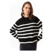 Lafaba Women's Black Oversize Striped Knitwear Sweater