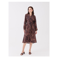 LC Waikiki Loose Collar Patterned Long Sleeve Women's Shirt Dress