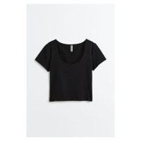 H & M - Tričko z bavlněného žerzeje - černá