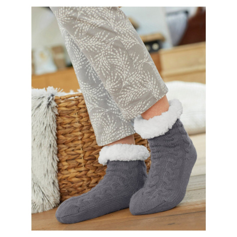 Bačkorové ponožky s copánkovým vzorem a protiskluzovou úpravou Blancheporte