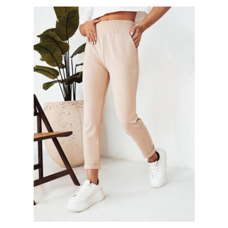 Dámské béžové kalhoty s vysokým pasem DStreet
