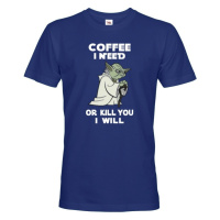 Pánské tričko - Yoda I need coffee - ideální dárek