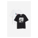 H & M - Tričko z bavlněného žerzeje 2 kusy - bílá