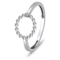Brilio Silver Moderní dámský prsten s čirým zirkonem RI009W
