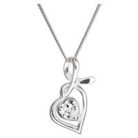 Evolution Group Stříbrný náhrdelník se Swarovski krystaly srdce bílé 32071.1