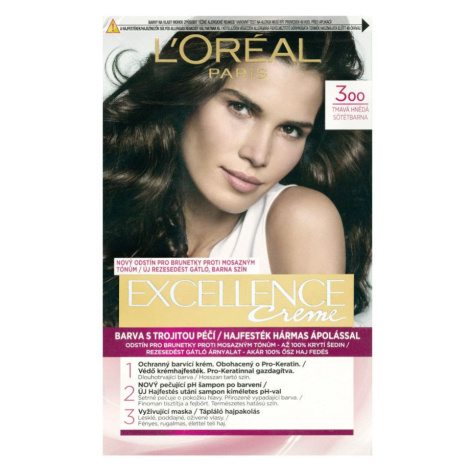 L´Oréal Paris Excellence Creme 300 Tmavá Hnědá 3 hnědá Barva Vlasů 176 ml L’Oréal Paris