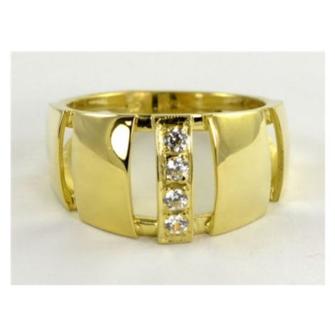 Zlatý prsten se zirkony/brilianty 1058 + DÁREK ZDARMA