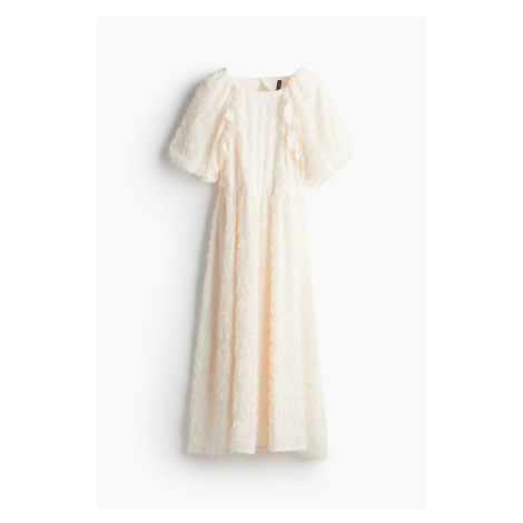 H & M - Šaty midi's nabíraným rukávem - bílá H&M