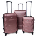 Rogal Růžová sada 3 luxusních skořepinových kufrů "Luxury" - M (35l), L (65l), XL (100l)