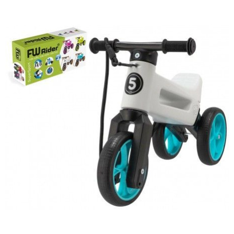 Odrážedlo FUNNY WHEELS Rider SuperSport bílé/tyrkys 2v1+popruh,výš.sedla28/30cm nos.25kg 18m+v k Teddies