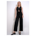 Trend Alaçatı Stili Women's Black Pleated Shirt And Palazzo Pants Double Suit