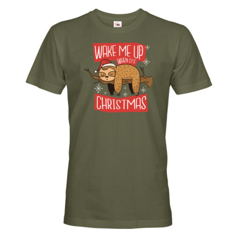 Pánské tričko Probuďte mě až když budou Vánoce - vánoční tričko BezvaTriko