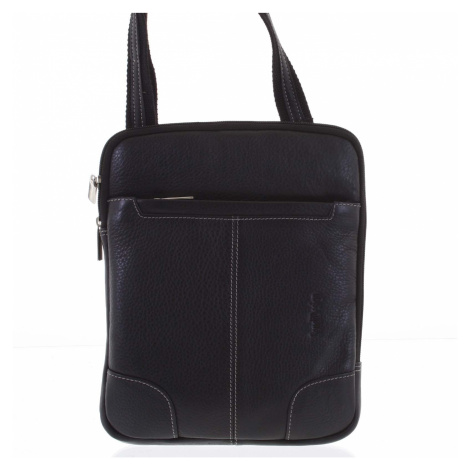 Černá prošívaná pánská kožená taška přes rameno - Sendi Design Hans černá