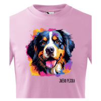 Dětské tričko s potiskem plemene Bernský salašnícky pes s volitelným jménem