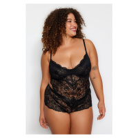 Trendyol Curve Černé Krajkové Body Plus Size