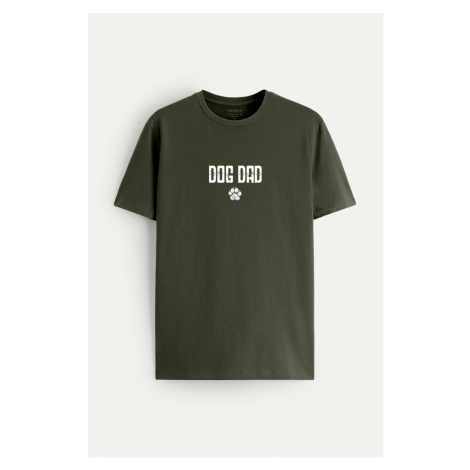 Tričko, Barva Khaki, s Potiskem Dog Dad Hedrix