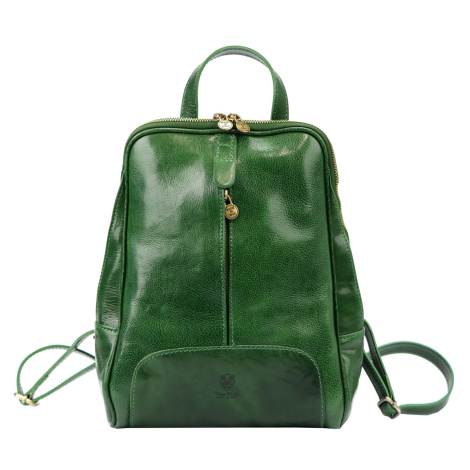Dámský kožený batoh Florence 2001 zelený FLORENCE BAGS