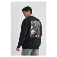 DEFACTO Oversize Wide Pattern Crew Neck Back Printed Sweatshirt